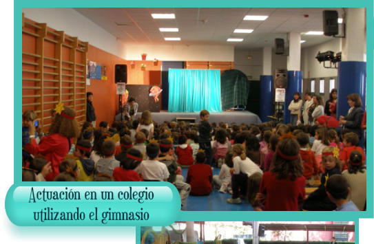 Actuaci�n en un colegio  utilizando el gimnasio